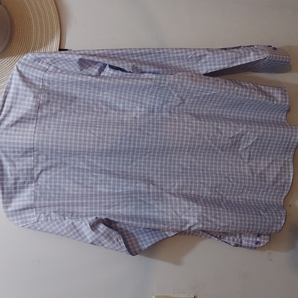 Eton Men's Contemporary Fit Stretch Plaid Dress Shirt in Light Pastel Purple at - Picture 4 of 4